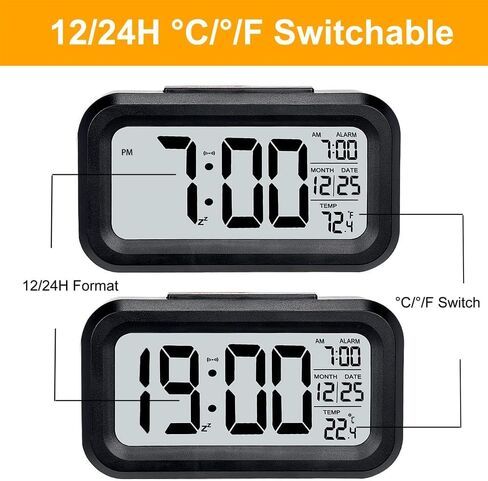 Clock for Bedrooms Decorative Upgraded Version Digital LED Alarm Clock Black with Adjustable Brightness Snooze 24H Display for Bedroom Home Office in Saudi Arabia