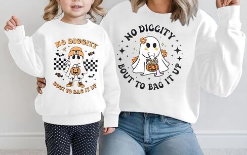 KNEYATTA Halloween Mommy and Me Outfits Family Matching Outfit Spooky Mama and Mini Shirt Cute Spooky Ghost Fall Tops in Saudi Arabia