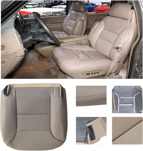 GXARTS Passenger Side Bottom Replacement Leather Seat Cover Tan Compatible with Chevy Suburban Tahoe Silverado GMC Yukon Sierra 1995 1996 1997 1998 1999 in Saudi Arabia