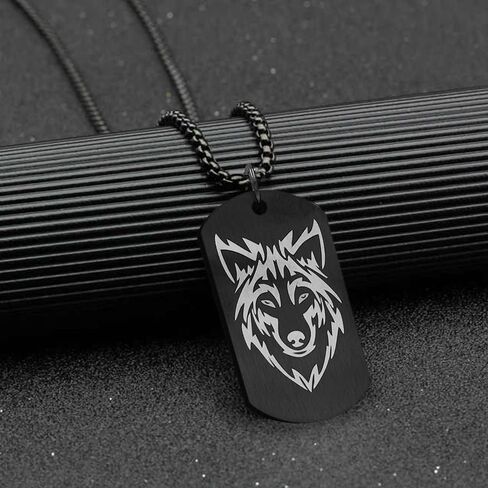 TURTLEDOVE Wolf Necklace Stainless Steel - I am Wolf Fans of Dog Tag Jewelry - Norse Fenrir Pendant of Nordic Scandinavian Amulet in Saudi Arabia