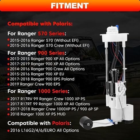 2204852 Fuel Pump Assembly with Tank Seal Compatible with Polaris Ranger 1000 XP/Crew/EPS/NSTR, Ranger 900 XP/EPS/Crew, Ranger 570/570 Crew, 2013-2019, Replace# 2521307 2521196 47-1010 2521363-E in Saudi Arabia