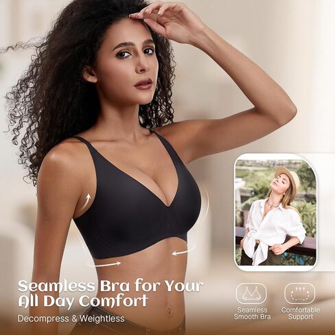 Wireless Bras for Women Deep V Design Flexible Soft Bralette Seamless T Shirt Supportive Bra No Underwire in Saudi Arabia