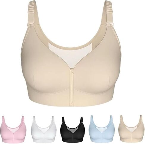 Womens Front Zipper Bra Wireless Push Up Everyday Sports Bras in Kuwait