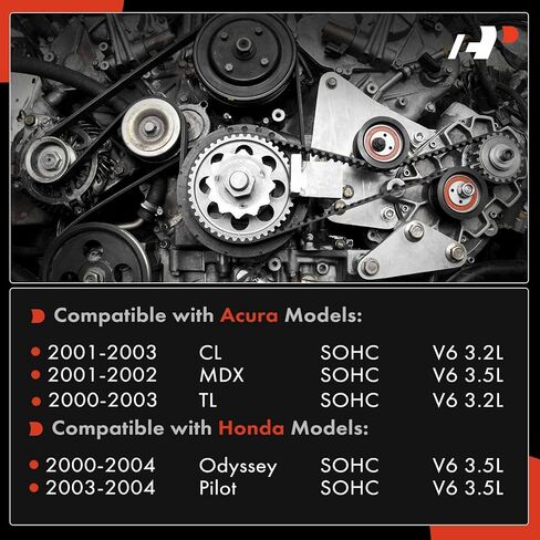 طقم حزام توقيت المحرك الممتاز + مضخة مياه مع شداد متوافق مع Honda Pilot 2003-2004، Odyssey 2000-2004 & Acura MDX 2001-2002، TL 2000-2003، CL 2001-2003 - 3.2L 3.5L in Saudi Arabia