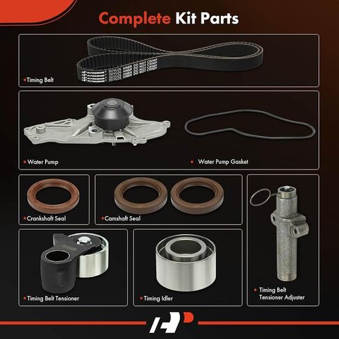 طقم حزام توقيت المحرك الممتاز + مضخة مياه مع شداد متوافق مع Honda Pilot 2003-2004، Odyssey 2000-2004 & Acura MDX 2001-2002، TL 2000-2003، CL 2001-2003 - 3.2L 3.5L in Saudi Arabia