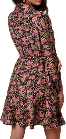 Women's Long Sleeve Collar Button Up Shirt Dress with Belt for Work in Kuwait