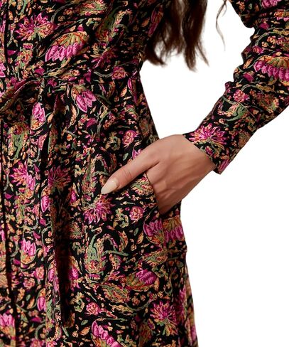 Women's Long Sleeve Collar Button Up Shirt Dress with Belt for Work in Kuwait