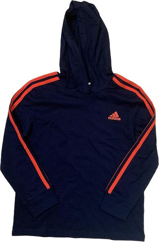قميص Adidas Little Boy's 3 Stripe بأكمام طويلة وغطاء للرأس (كحلي، صغير (8)) in Saudi Arabia