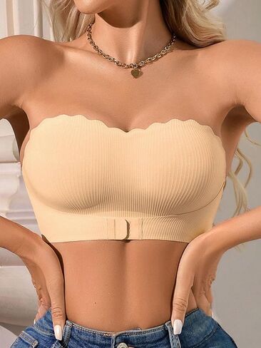 Women's Front Closure Strapless High Support Bra, No-Slip Bustier Wireless, Detachable Pads, Fashion Women's Lingerie in Saudi Arabia