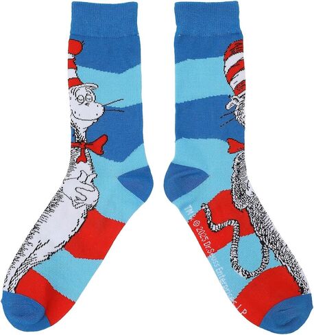 Bioworld The Cat In The Hat Colorful Mens 5-Pack Casual Crew Socks in Saudi Arabia