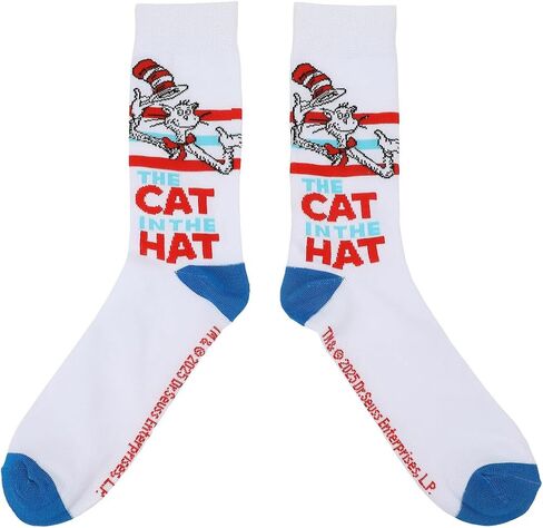 Bioworld The Cat In The Hat Colorful Mens 5-Pack Casual Crew Socks in Saudi Arabia
