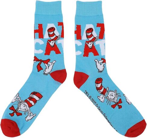 Bioworld The Cat In The Hat Colorful Mens 5-Pack Casual Crew Socks in Saudi Arabia