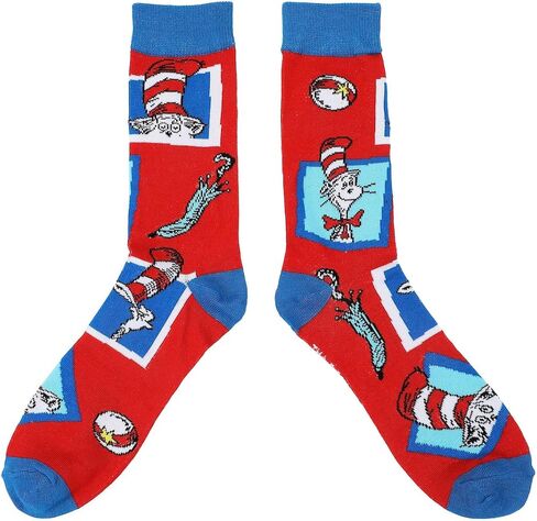 Bioworld The Cat In The Hat Colorful Mens 5-Pack Casual Crew Socks in Saudi Arabia
