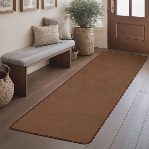 KOKHUB Runner Rug for Hallways 2x6 ft, Non Slip Washable Kitchen Rugs, Vintage Faux Suede Waterproof Runner, Stain Resistant Soft Mat for Entryway, Laundry, Bedroom, Bathroom, Indoor, Brown in Saudi Arabia