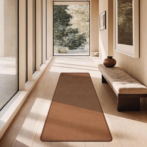 KOKHUB Runner Rug for Hallways 2x6 ft, Non Slip Washable Kitchen Rugs, Vintage Faux Suede Waterproof Runner, Stain Resistant Soft Mat for Entryway, Laundry, Bedroom, Bathroom, Indoor, Brown in Saudi Arabia