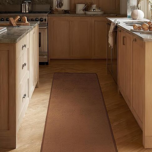 KOKHUB Runner Rug for Hallways 2x6 ft, Non Slip Washable Kitchen Rugs, Vintage Faux Suede Waterproof Runner, Stain Resistant Soft Mat for Entryway, Laundry, Bedroom, Bathroom, Indoor, Brown in Saudi Arabia