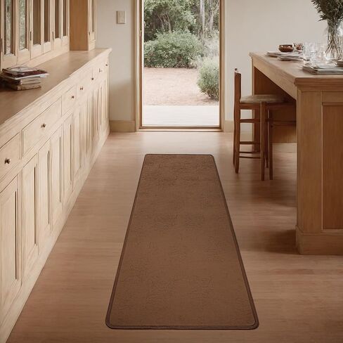 KOKHUB Runner Rug for Hallways 2x6 ft, Non Slip Washable Kitchen Rugs, Vintage Faux Suede Waterproof Runner, Stain Resistant Soft Mat for Entryway, Laundry, Bedroom, Bathroom, Indoor, Brown in Saudi Arabia