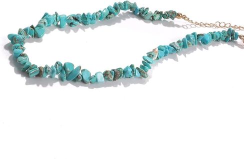 Turquoise Choker Necklace for Women – Handmade Boho Beaded Gemstone Jewelry, Western Adjustable Choker, Unique Gift for Her, 14''+4'' in Saudi Arabia