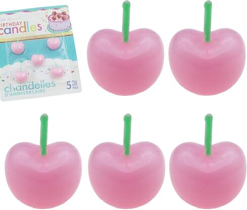 1 Box/5 PCS Cherry Shaped Birthday Candles Cute Fruit Shaped Candles Cherry Candles for Cake for Birthday Party Cake Decoration Wedding Supplies (Red) in Saudi Arabia
