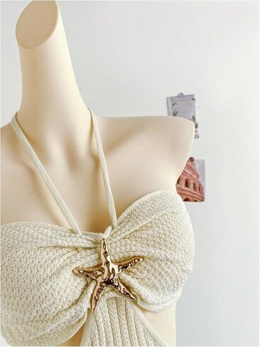 SHENHE Women's Cut Out Backless Tie Halter Neck Knitted Bodycon Sexy Beach mini Dress in Saudi Arabia