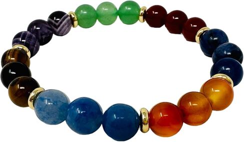 A Elegant Chakra Bracelet With Real Gem Stone Energy Protection and 14K Gold Spacer Unisex in Saudi Arabia