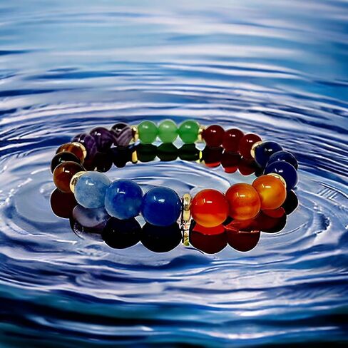 A Elegant Chakra Bracelet With Real Gem Stone Energy Protection and 14K Gold Spacer Unisex in Saudi Arabia