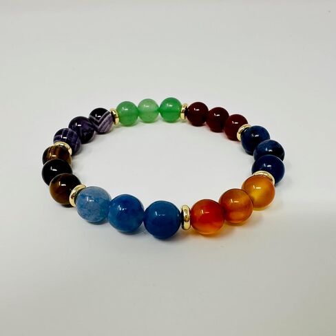 A Elegant Chakra Bracelet With Real Gem Stone Energy Protection and 14K Gold Spacer Unisex in Saudi Arabia