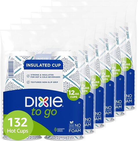 Dixie To Go Medium Paper Coffee Cups With Lids, 12 Oz, 26 Count, Disposable Cups For On-The-Go Hot Beverages in Saudi Arabia