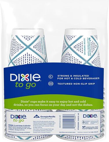Dixie To Go Medium Paper Coffee Cups With Lids, 12 Oz, 26 Count, Disposable Cups For On-The-Go Hot Beverages in Saudi Arabia