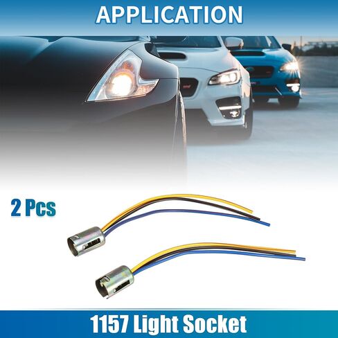 Car Extension Socket Holder Wire Harness Connector Adapter Durable 3 Wire 1157 LED Brake Stop Light Bulb Plastic Metal Bronze Tone (Set of 2) in Saudi Arabia