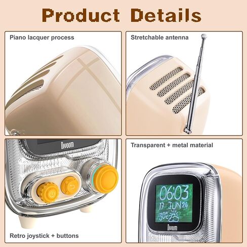 Divoom Tiivoo-2 Pixel Art Mini TV Retro Portable Radio FM مع هوائي قابل للتعديل، آلة ضوضاء بيضاء، مكبر صوت بلوتوث عتيق 5.0، يدعم بطاقة TF، USB، مكبر صوت صغير للخارج، التخييم، أخضر in Kuwait