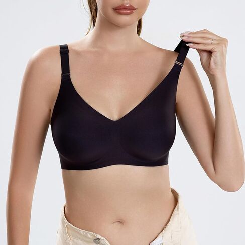 Wireless Bras for Women Comfortable Seamless T Shirt Bras No Underwire V Neck Full Coverage Support and Lift in Saudi Arabia