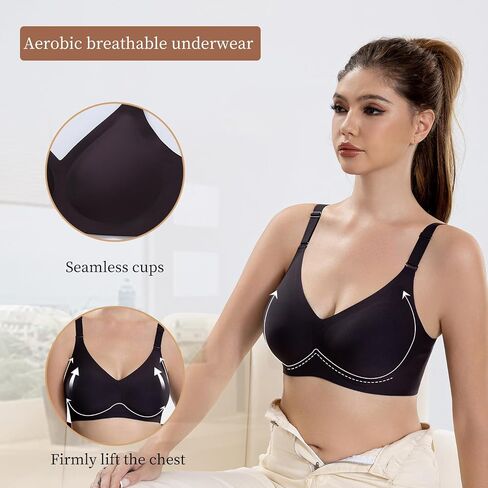 Wireless Bras for Women Comfortable Seamless T Shirt Bras No Underwire V Neck Full Coverage Support and Lift in Saudi Arabia