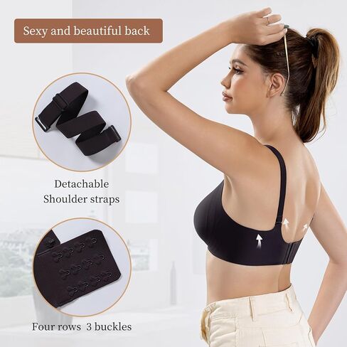 Wireless Bras for Women Comfortable Seamless T Shirt Bras No Underwire V Neck Full Coverage Support and Lift in Saudi Arabia