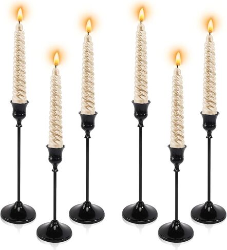 6pcs Black Candle Holder, Black Candlestick Holders Taper Candle Holders for Pillar Candles Sticks Holder Decor Halloween Christmas Decorations Candle Stick Holder Candelabros para Centros de Mesa in Kuwait