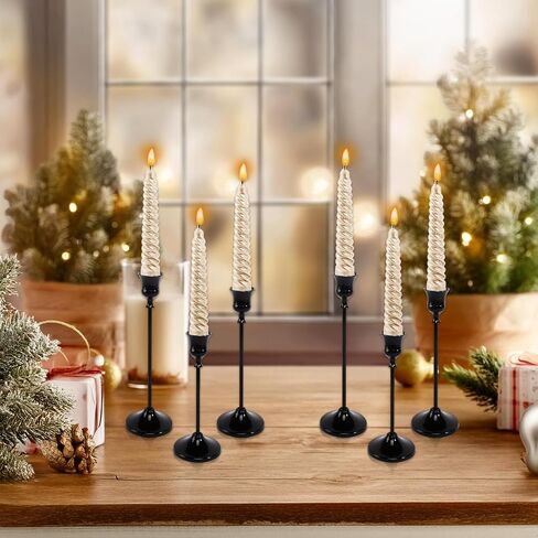 6pcs Black Candle Holder, Black Candlestick Holders Taper Candle Holders for Pillar Candles Sticks Holder Decor Halloween Christmas Decorations Candle Stick Holder Candelabros para Centros de Mesa in Kuwait