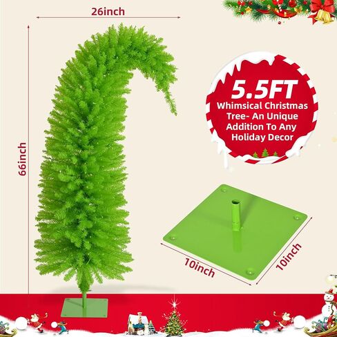 Whimsical Christmas Tree - 5.5 FT Pre-Lit Artificial Grinchs Christmas Tree with Lights - 480 Tips/ 170 LED Lights/Metal Stand - Perfect for Christmas Decorations Indoor/Party Decoration in Saudi Arabia