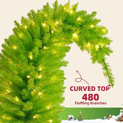 Whimsical Christmas Tree - 5.5 FT Pre-Lit Artificial Grinchs Christmas Tree with Lights - 480 Tips/ 170 LED Lights/Metal Stand - Perfect for Christmas Decorations Indoor/Party Decoration in Saudi Arabia