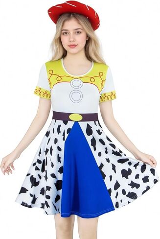 EDAUWAE Woody Dress Women Jessie فستان مُصمم حسب الطلب للهالوين راعية البقر مطبوعة على شكل بقرة زي غربي in Kuwait