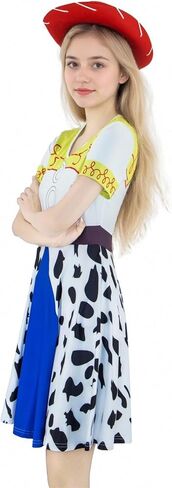 EDAUWAE Woody Dress Women Jessie فستان مُصمم حسب الطلب للهالوين راعية البقر مطبوعة على شكل بقرة زي غربي in Kuwait