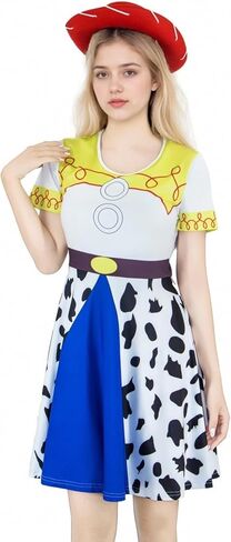 EDAUWAE Woody Dress Women Jessie فستان مُصمم حسب الطلب للهالوين راعية البقر مطبوعة على شكل بقرة زي غربي in Kuwait