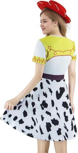 EDAUWAE Woody Dress Women Jessie فستان مُصمم حسب الطلب للهالوين راعية البقر مطبوعة على شكل بقرة زي غربي in Kuwait