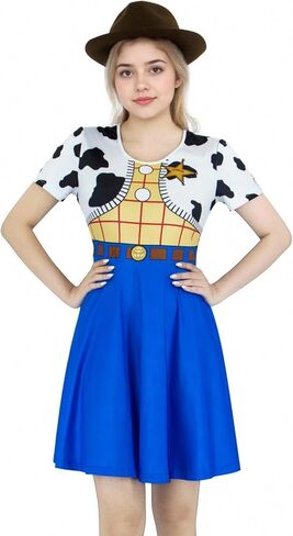 EDAUWAE Woody Dress Women Jessie فستان مُصمم حسب الطلب للهالوين راعية البقر مطبوعة على شكل بقرة زي غربي in Kuwait