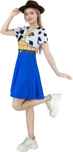 EDAUWAE Woody Dress Women Jessie فستان مُصمم حسب الطلب للهالوين راعية البقر مطبوعة على شكل بقرة زي غربي in Kuwait