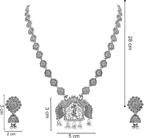 I Jewels Indian Festive Navratri Ethnic Silver Oxidised Long Necklace Jewellery With Earrings Set For Women in Saudi Arabia