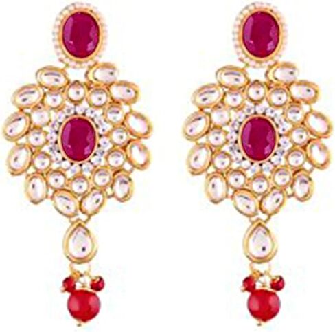 Aheli Fancy Bollywood Party Wear Necklace with Earrings Maang Tikka Set Indian Kundan Stone Studded Fashion Jewlery Gift for Women in Saudi Arabia