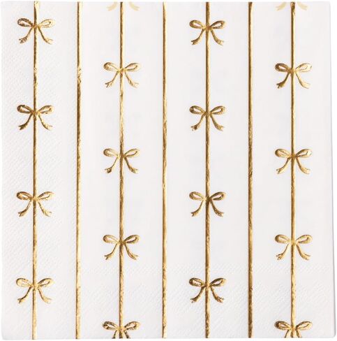 Bonjour fête الذهب توقيع القوس المناديل الورقية كبيرة | مناديل 3 طبقات لأعياد الميلاد والأعياد | مناديل الغداء الممتازة | رقائق الذهب | ديكور الحزب | لحفلات إمدادات الزخارف | حزمة من 20 ، 6.5 "مطوية in Kuwait