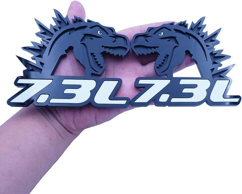2Pc Godzilla Badges Raging 7.3 Emblem 3D Fender Angry Agressive Sticker Nameplate Replacement for Universal Car Body Motorcycle SUV Door Window Decoration (White Black) in Saudi Arabia