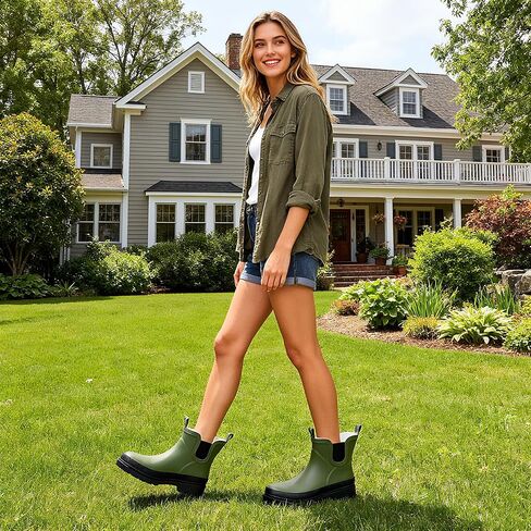 أحذية المطر القصيرة للنساء، أحذية تشيلسي للحديقة، مقاومة للماء، أحذية المطر للكاحل للسيدات، نعل داخلي مريح، أحذية العمل في الهواء الطلق في جميع الأحوال الجوية in Kuwait