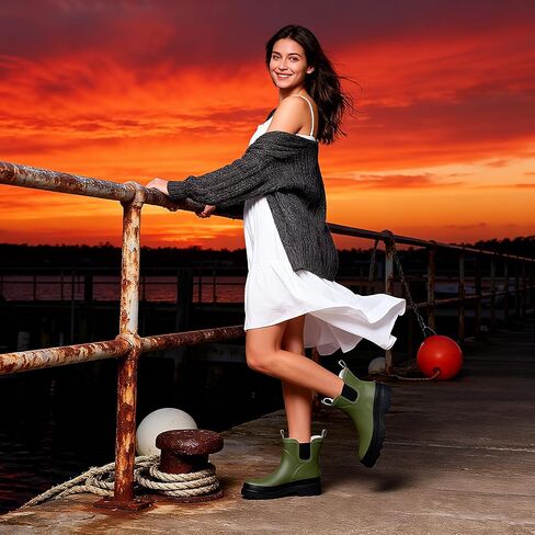 أحذية المطر القصيرة للنساء، أحذية تشيلسي للحديقة، مقاومة للماء، أحذية المطر للكاحل للسيدات، نعل داخلي مريح، أحذية العمل في الهواء الطلق في جميع الأحوال الجوية in Kuwait